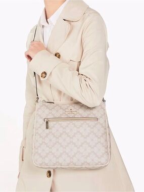 NWT Kate Spade Spade Flower Large Swingpack Crossbody Bag Dark Beige